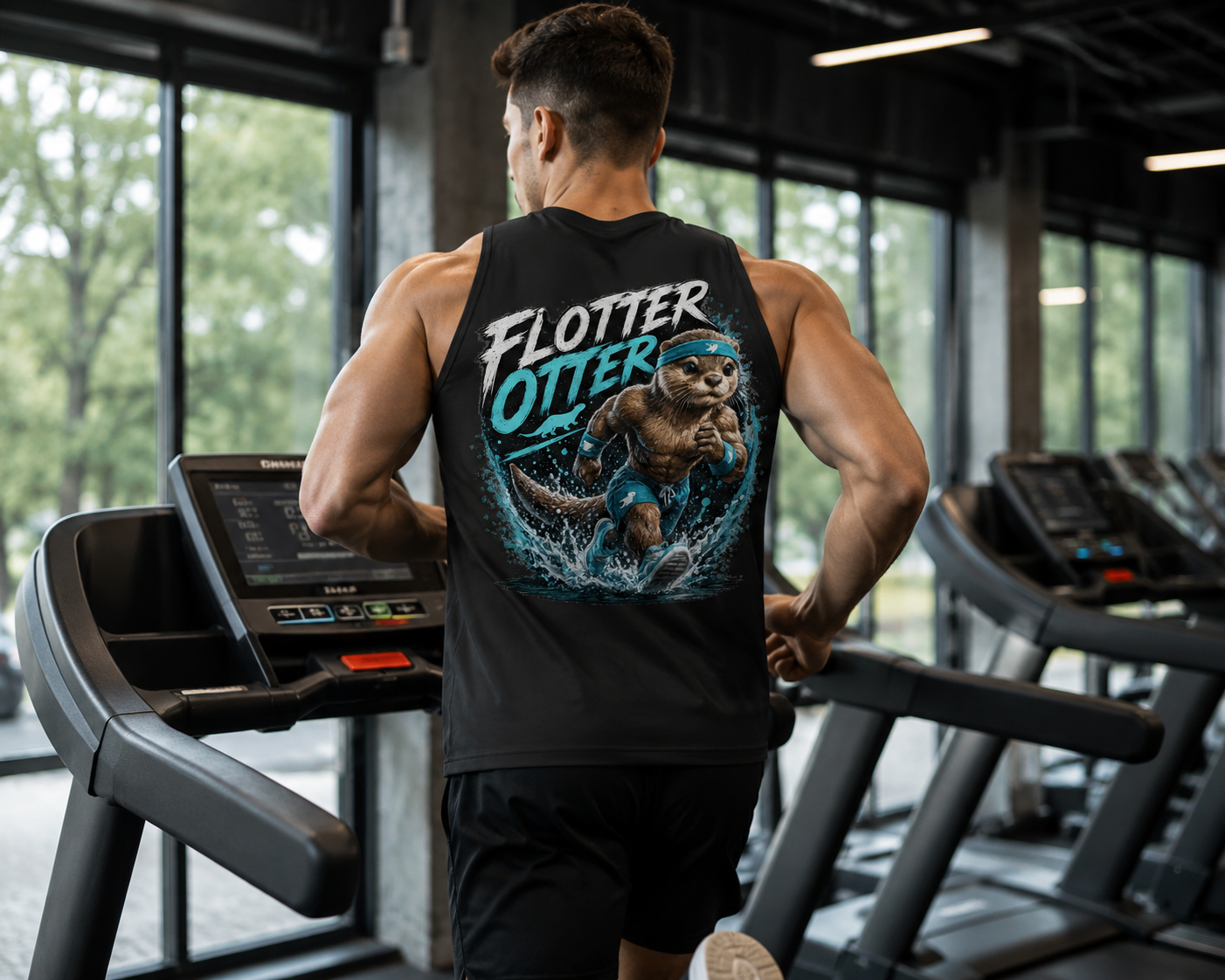 Herren Gym Tanktop "FLOTTER OTTER" – Performance Stringer mit Otter-Motiv