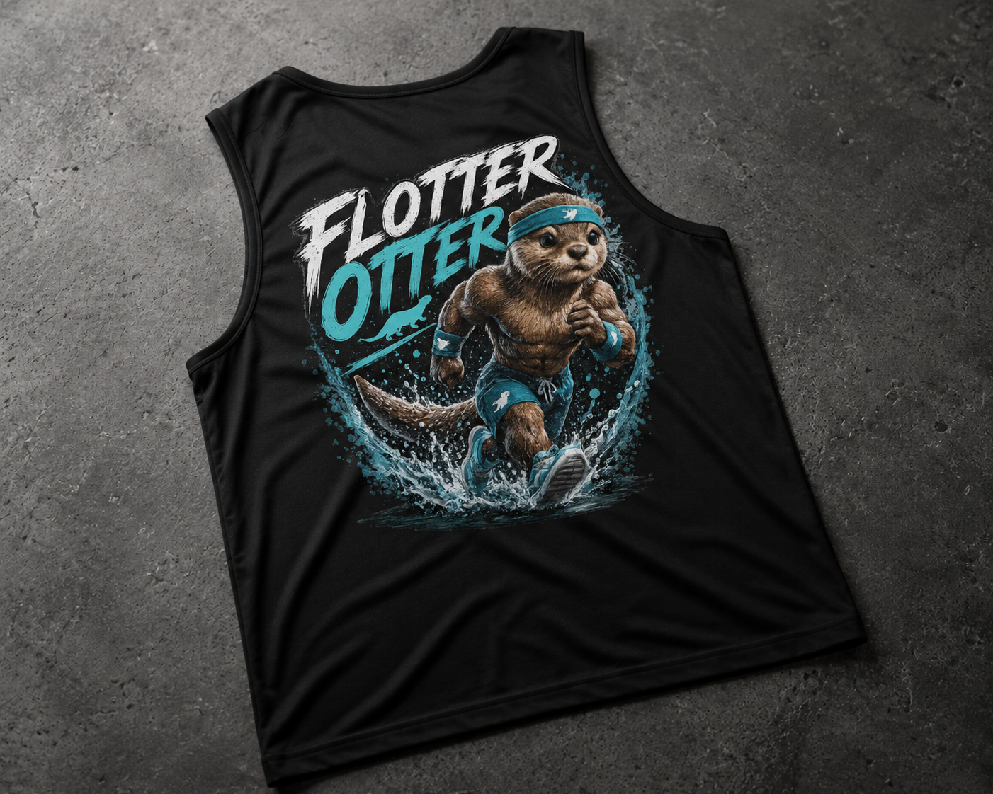 Herren Gym Tanktop "FLOTTER OTTER" – Performance Stringer mit Otter-Motiv