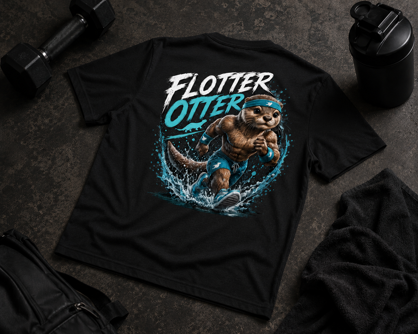 Men's Gym T-Shirt with V-Neck "FLOTTER OTTER"