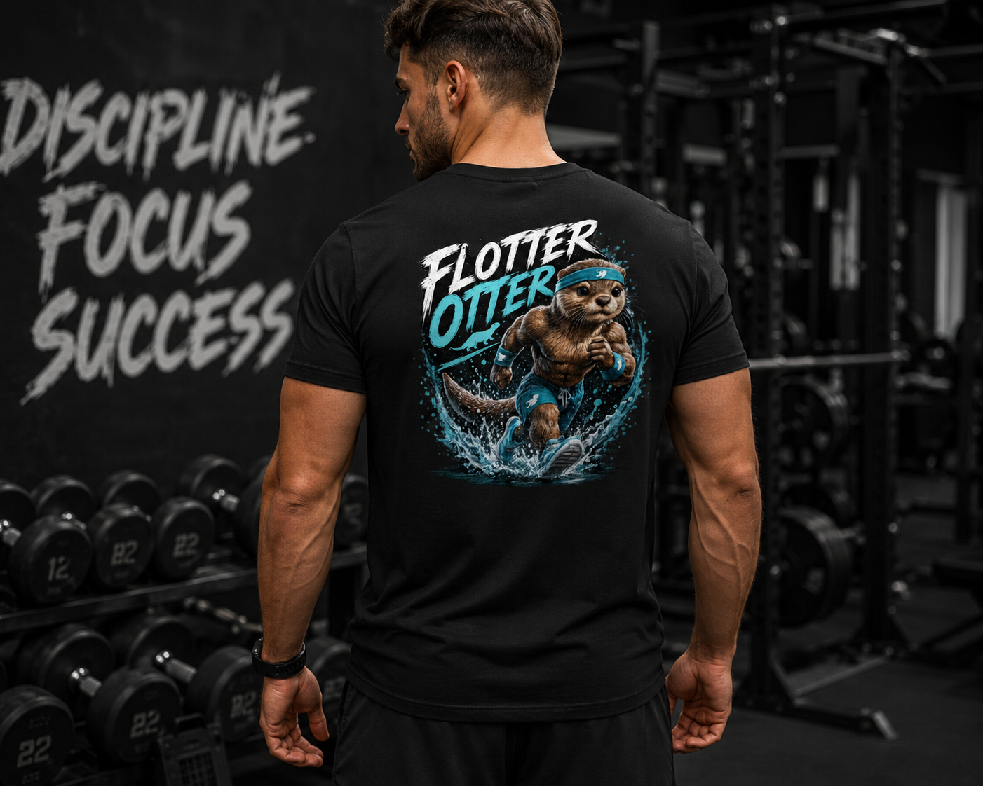 Men's Gym T-Shirt with V-Neck "FLOTTER OTTER"